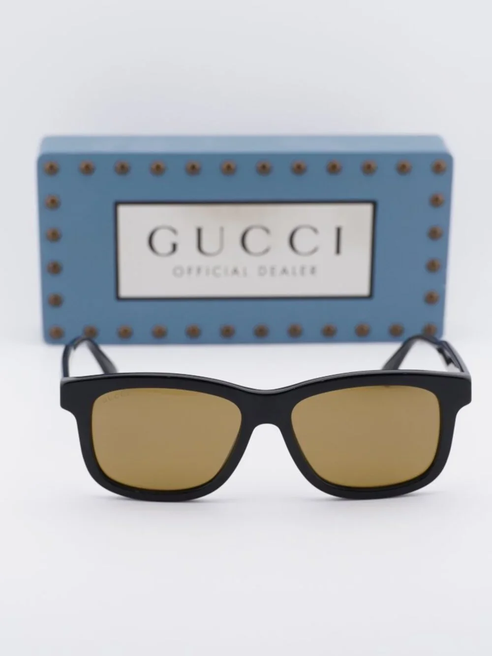 Gucci GG0824S 006 Men Rectangle Sunglasses - Black / Brown